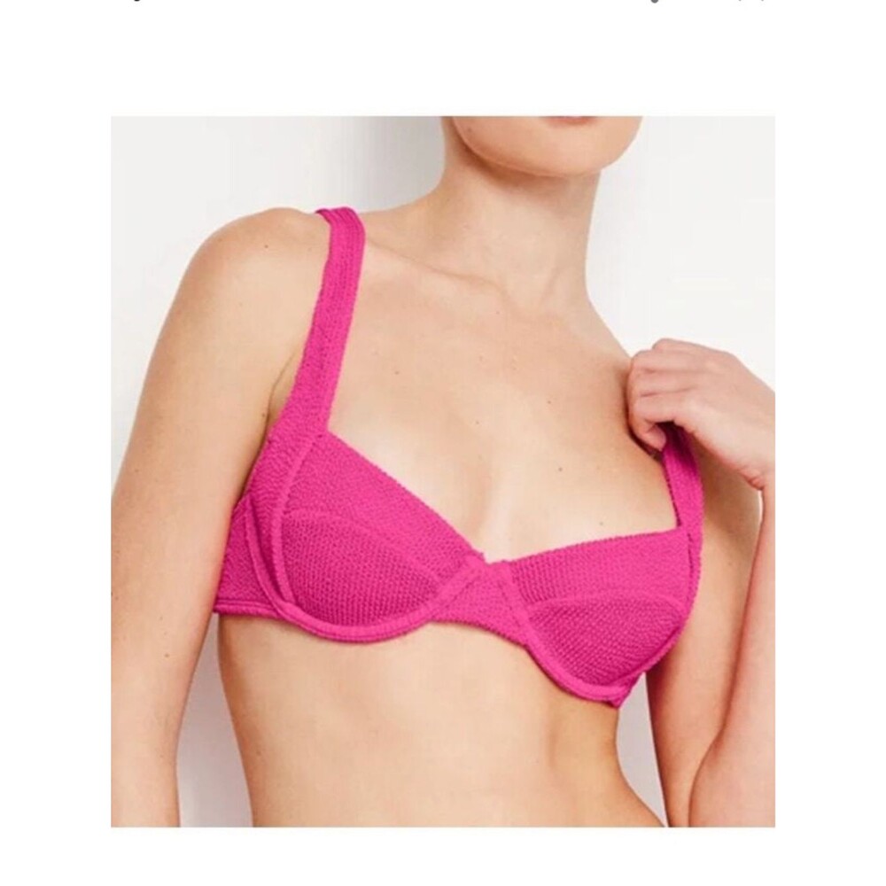 Good American always fits Demi Vibrant Fuchsia swim bikini top 2XL NWT textured